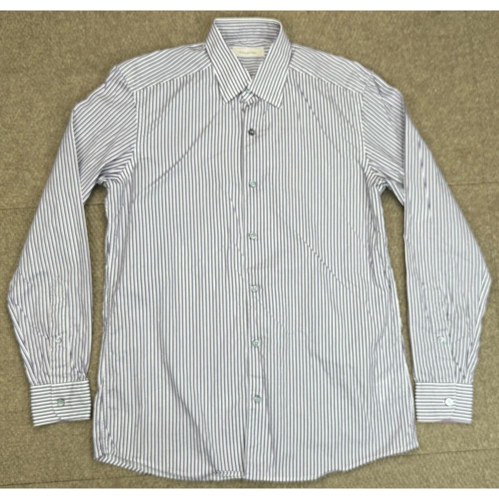 Ermenegildo Zegna Men's Striped Button Down Long‎ Sleeve Dress Shirt Size Medium